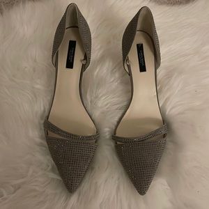 Silver/grey rhinestone pumps